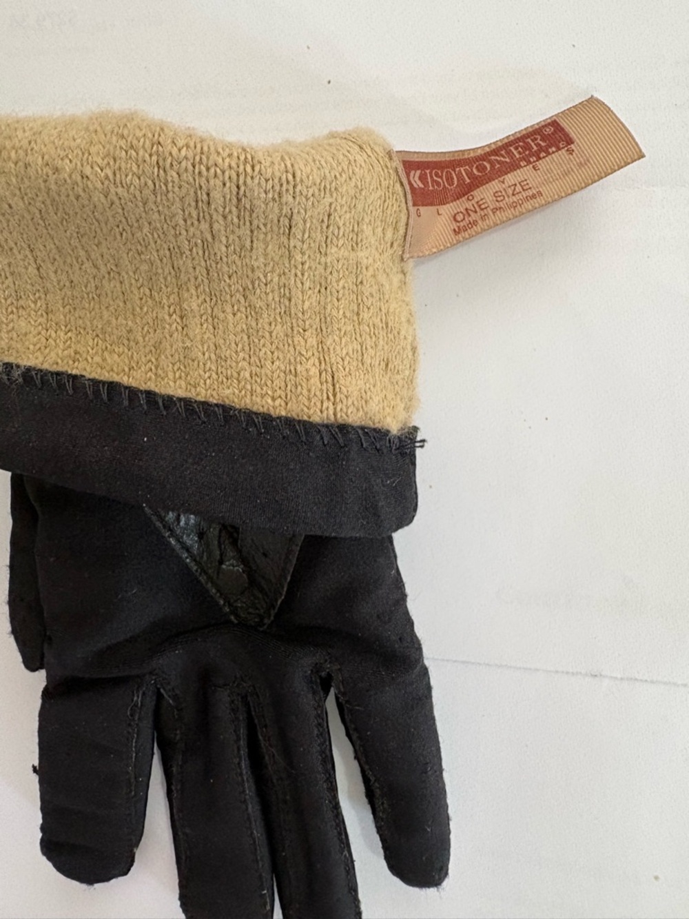 Female Black Dress Gloves with Leather Trim can fit to medium hands. - Picture 2 of 2